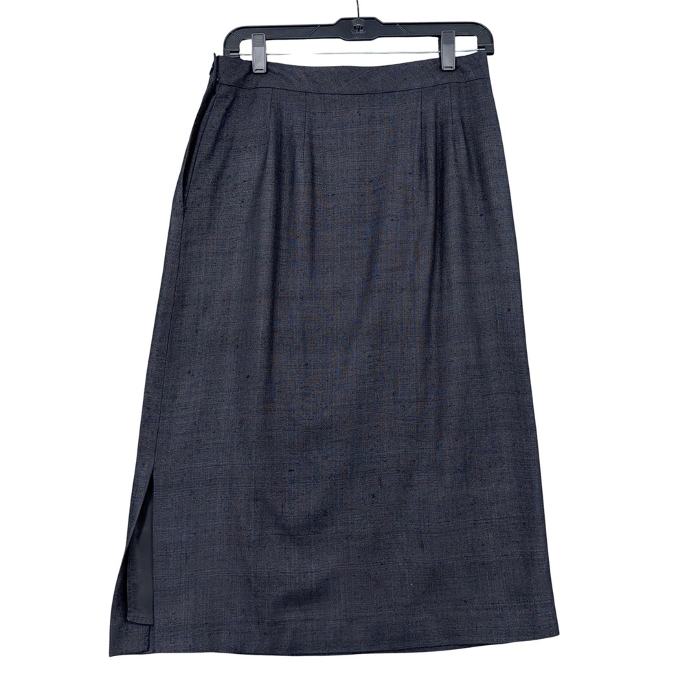 Howard Wolf Midi Pencil Skirt Women 12 Silk Textured Charcoal Gray‎